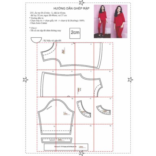 Rập giấy mã 233 - rập bộ mặc nhà lưng thun - Hình ảnh 3