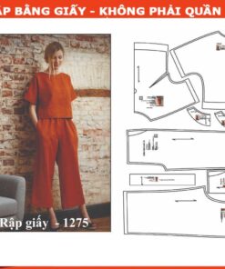 Rập giấy mã 1275 - bộ ống suông lưng tay liền