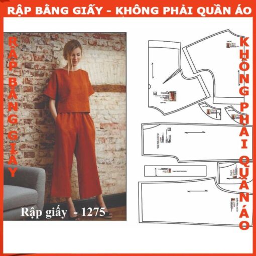 Rập giấy mã 1275 - bộ ống suông lưng tay liền