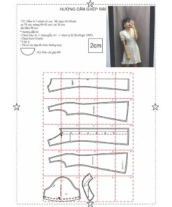 Alternative view of Rập  giấy A0 mã 722 - đầm cổ sen 7 mảnh