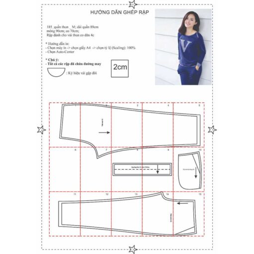 Rập giấy A0 mã 185 - bộ thun vai chồm - Hình ảnh 4