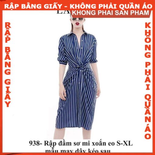 Rập giấy A0 đầm sơ mi xoắn eo - 938 - Hình ảnh 2