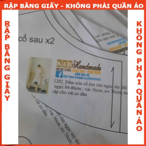Rập giấy A0 mã 1282 - đầm tay phồng lửng - Hình ảnh 2