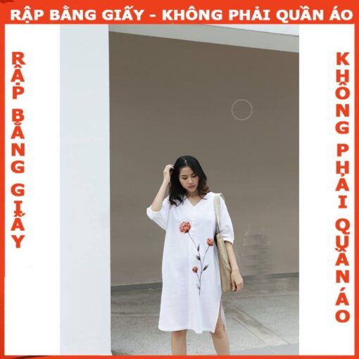 Rập giấy  A0 mã 717 - đầm suông tay phồng