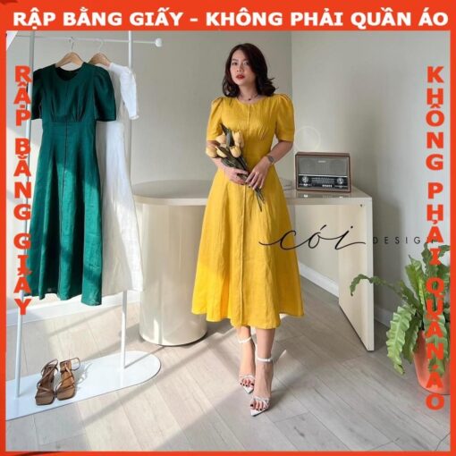 Rập giấy A0 mã 04 - đầm 7 mảnh tay phồng