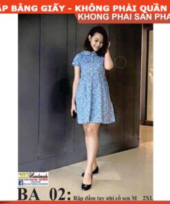 Rập giấy A0 mã BA02- Rập đầm bầu cổ sen