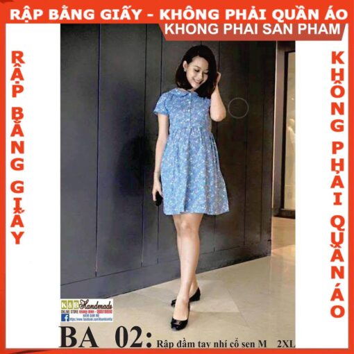 Rập giấy A0 mã BA02- Rập đầm bầu cổ sen