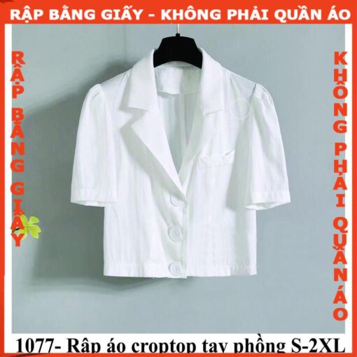 Rập áo croptop tay phồng mã 1077