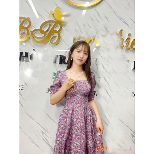 Rập giấy A0 mã 1224 - đầm cổ vuông - Hình ảnh 4