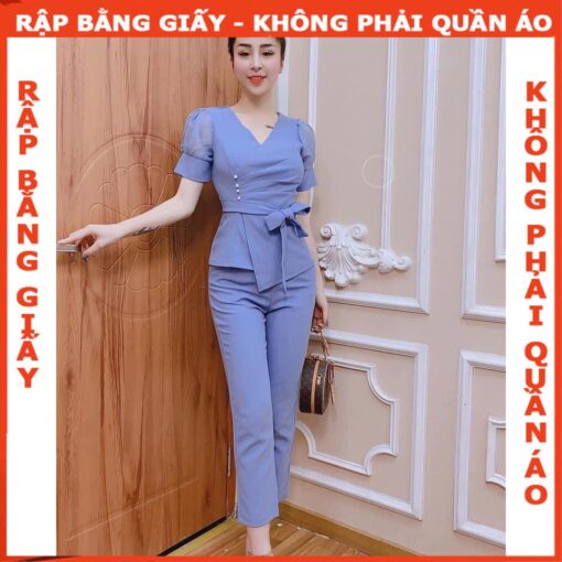 Rập giấy A0 bộ quần ống đứng áo kiểu mã  1001 - Hình ảnh 3