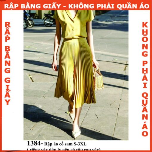 Rập giấy A0 áo cổ sam tay liền mã 1384 - Hình ảnh 2