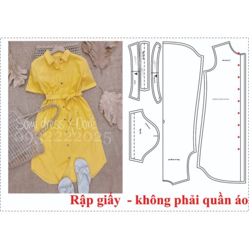 Rập giấy A0 may đầm sơ mi mã 1674