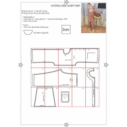 Rập giấy A0 mã B36 - bộ bà ba bé trai mã - Hình ảnh 2
