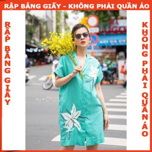 Rập giấy A0 mã 54 - đầm suông cổ ve - Hình ảnh 2
