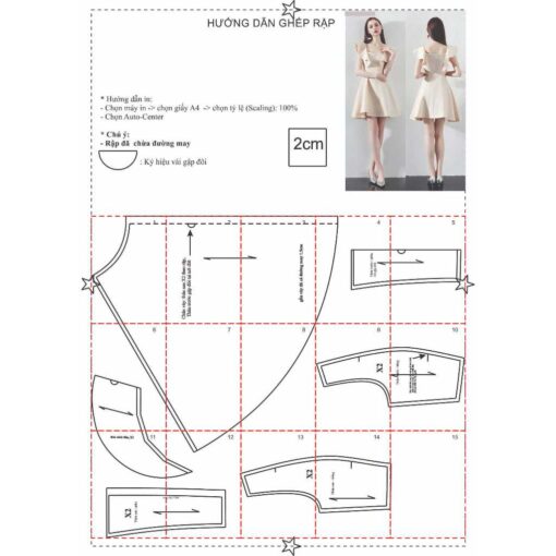 Rập giấy A0 mã 718 - đầm cánh tiên - Hình ảnh 3