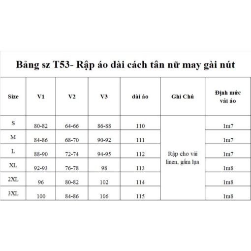 Rập giấy A0 áo dài may gài nút mã T53 - Hình ảnh 3