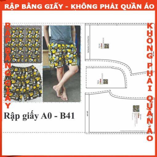 Rập giấy A0 mã B41 quần đùi nam có túi lưng thun