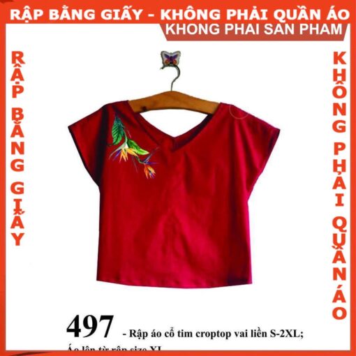 Rập  mã 497 - áo tay liền cổ tim - Hình ảnh 2