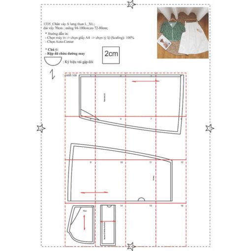 Rập giấy A0 mã 1335 chân váy A lưng thun - Hình ảnh 2