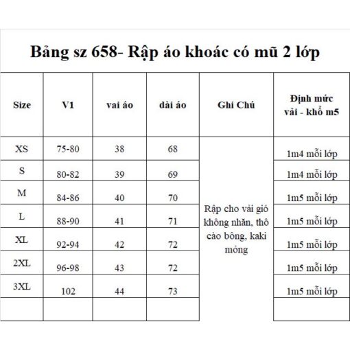 Rập giấy A0 áo khoác gió 2 lớp mã 658 - Hình ảnh 5