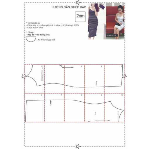 Rập giấy A0 mã 645 - đầm dây - Hình ảnh 2