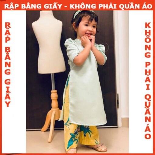 Rập giấy A0 bộ áo dài bé gái mã AD06 (áo+quần) - Hình ảnh 6