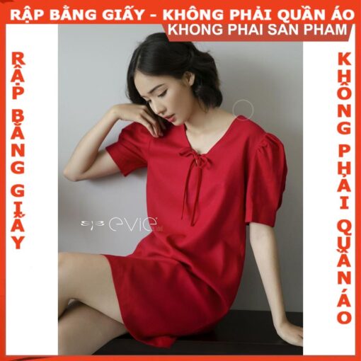 Rập giấy A0 đầm suông tay phồng mã 976 - Hình ảnh 2