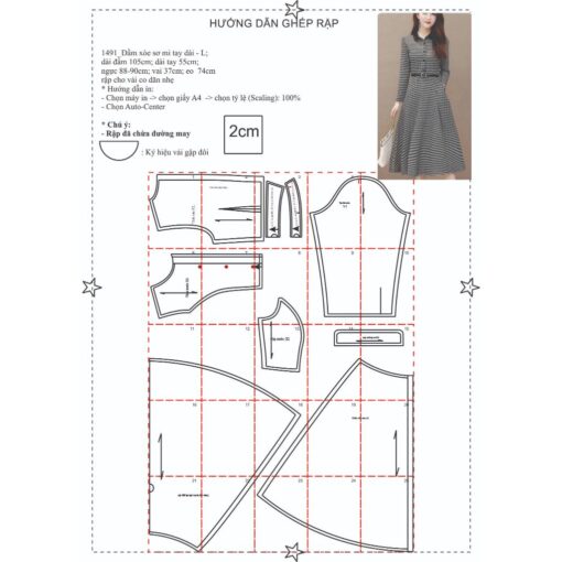 Rập giấy A0 đầm mã 1491 (BẢN VẼ) - Hình ảnh 3