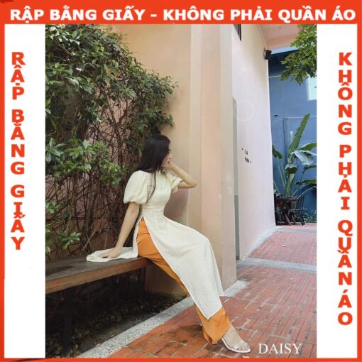 Rập giấy A0 mã AD18 - nguyên bộ áo dài tay phồng - Hình ảnh 3