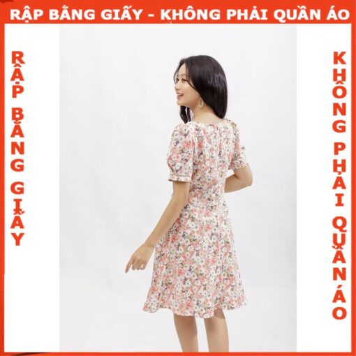 Rập giấy A0 mã 982- đầm tay phồng nhún trước ngực - Hình ảnh 6