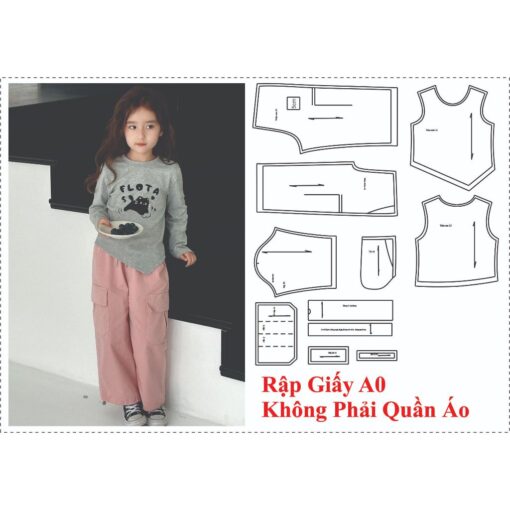 Rập giấy A0 mã R44 - bộ quần suông áo thun mẹ bé