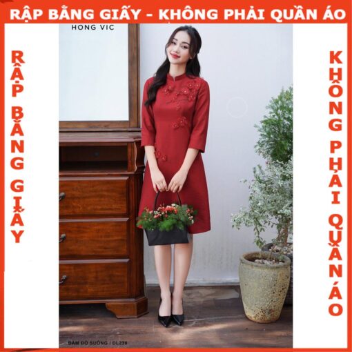 Rập giấy A0 mã 1147 - đầm dáng A cổ chân - Hình ảnh 3