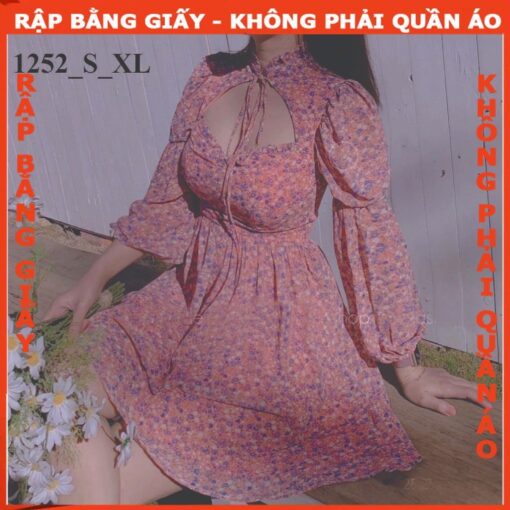 Rập giấy A0 mã 1252 - đầm cổ chân tay phồng