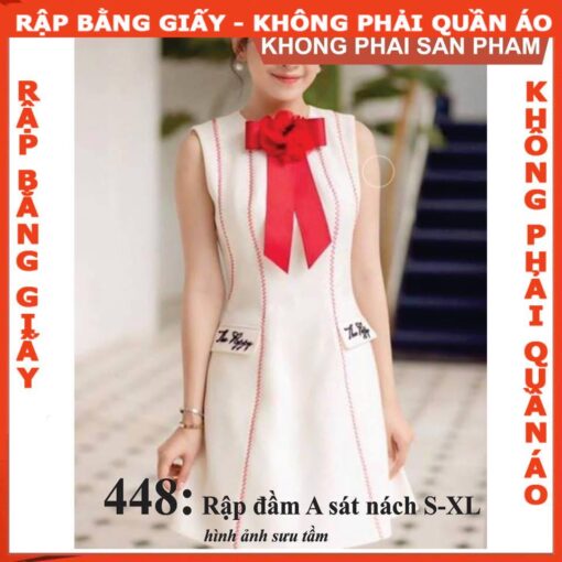 Rập giấy A0 mã 448 - đầm sát nách 7 mảnh