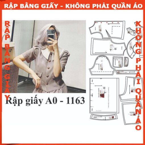 Rập giấy A0 set áo và chân váy mã 1163