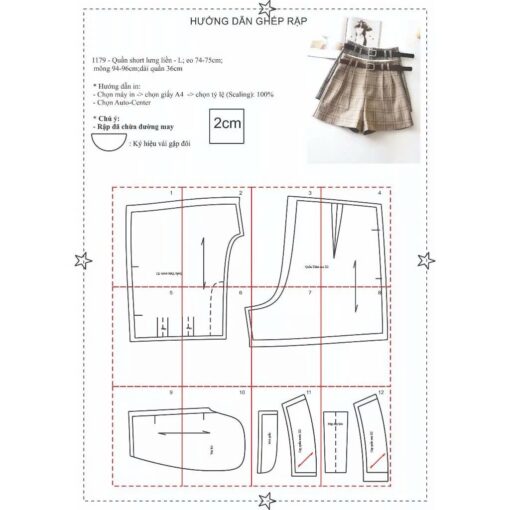 Rập giấy mã 1179 - quần short lưng liền - Hình ảnh 5