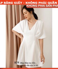 Rập giấy A0 mã 829 - đầm xếp eo