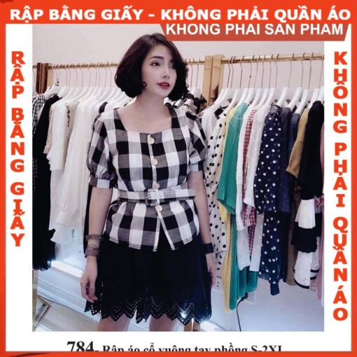 Rập áo cổ vuông tay phồng mã 784