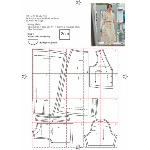 Rập giấy A0 set váy A + áo mã 112 - Hình ảnh 2