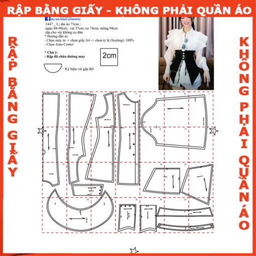 Rập giấy A0 mã 1447 - áo sơ mi - Hình ảnh 2