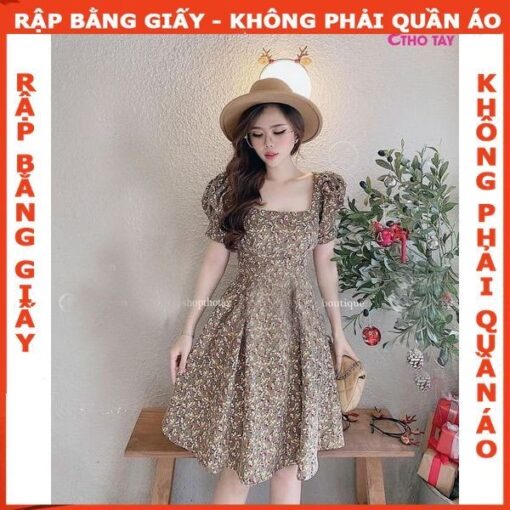 Rập giấy A0 mã 1224 - đầm cổ vuông