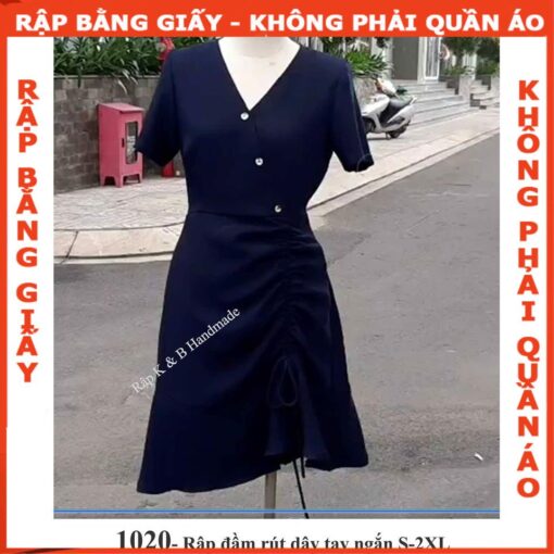 Rập giấy A0 mã 1020 -  Đầm rút dây - Hình ảnh 2