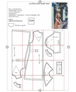 Alternative view of Rập giấy A0 mã 1614 - đầm xếp ly eo