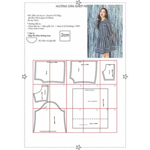 Rập giấy A0 mã 499 - Đầm hạ eo - Hình ảnh 4