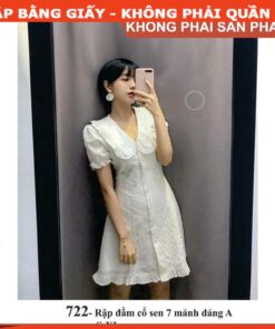 Rập  giấy A0 mã 722 - đầm cổ sen 7 mảnh