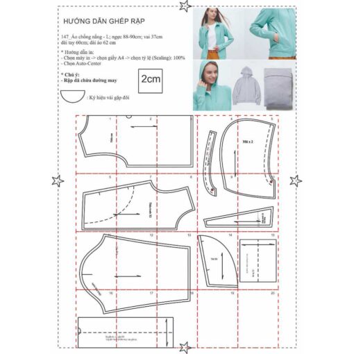 Rập giấy A0 mã 147 - áo chống nắng - Hình ảnh 3