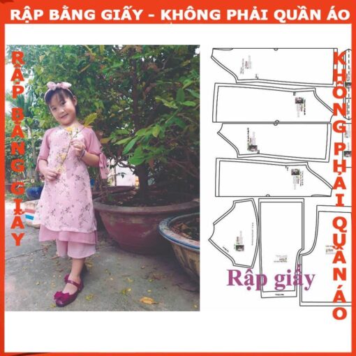 Rập giấy A0 áo dài bé gái mã bé AD22