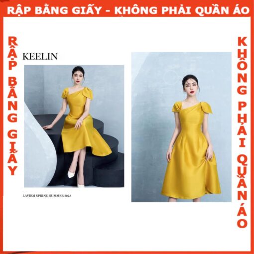 Rập giấy A0 mã 1607 - đầm xòe nơ vai - Hình ảnh 3
