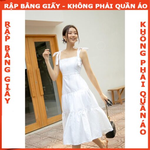 Rập giấy A0 mã 1646 - đầm dây xòe - Hình ảnh 2