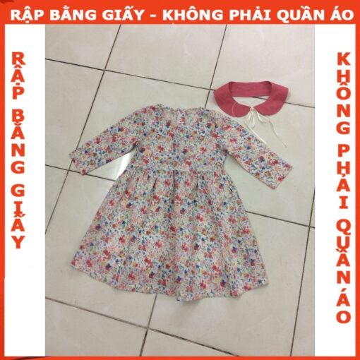 Rập giấy A0 đầm tay dài cổ sen bé gái  mã R184